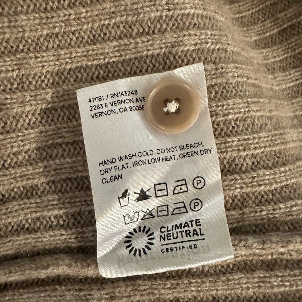 Reformation Ribbed Button-Up Cardigan in Taupe - Picture 5 of 5